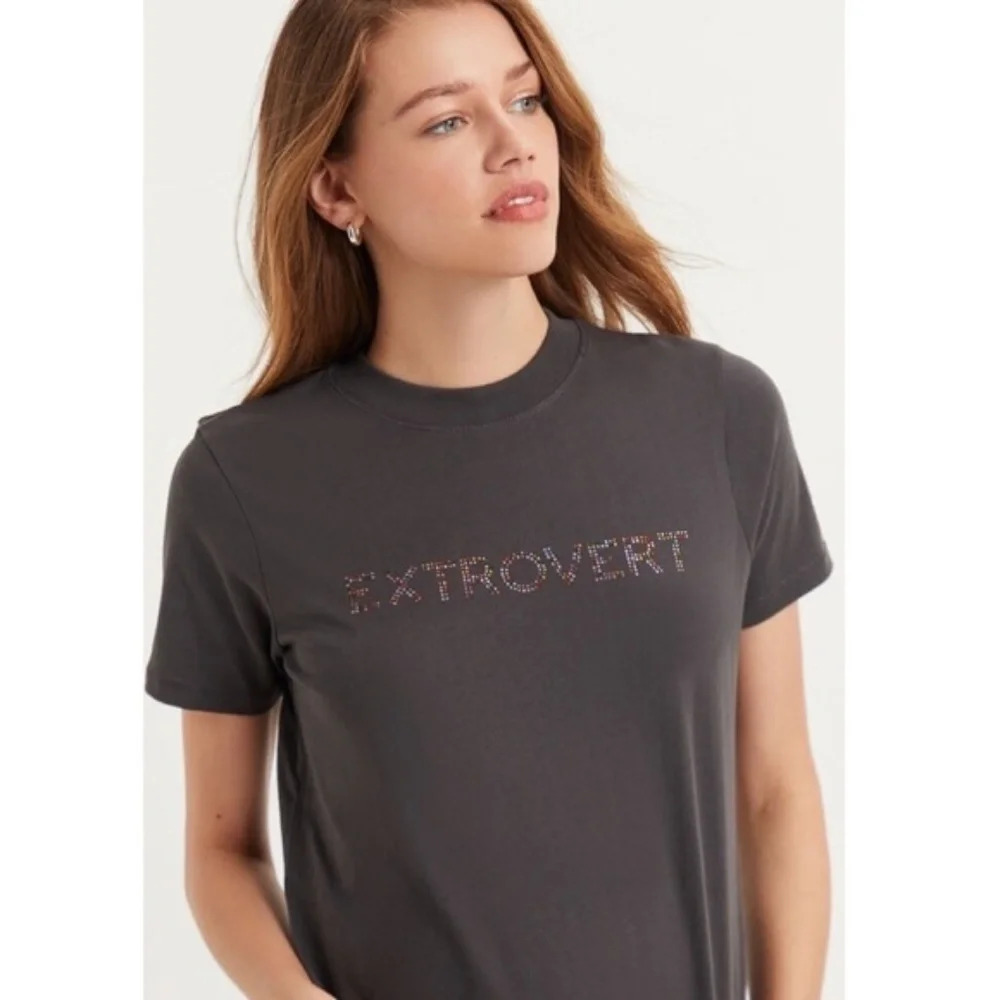 New*Ban.do Extrovert rainbow rhinestone tee